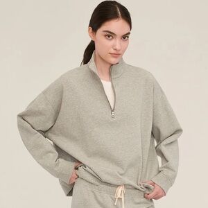 Marissa Webb Women's TEAGAN QUARTER ZIP SWEATSHIRT IN HEATHER GREY size Large